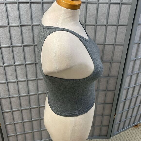 Workout Crop Tank Shirt Slim Fit Sleeveless Tops Pullover Grey, Women’s Small - Picture 3 of 4